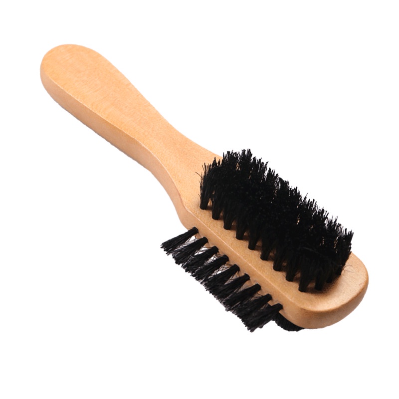 Bàn chải lông heo 3 mặt cán gỗ, vệ sinh các kẽ nhỏ giày, ghế sofa, túi da - Cami - CMPK253