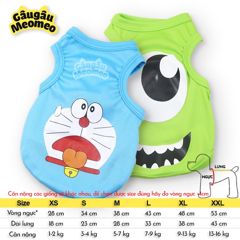 Áo chó mèo nhân vật hoạt hình dễ thương