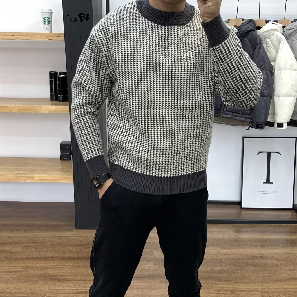 Áo Sweater Dệt Kim Cổ Tròn Phong Cách Harajuku Thời Trang Thu Đông Mới Cho Nam