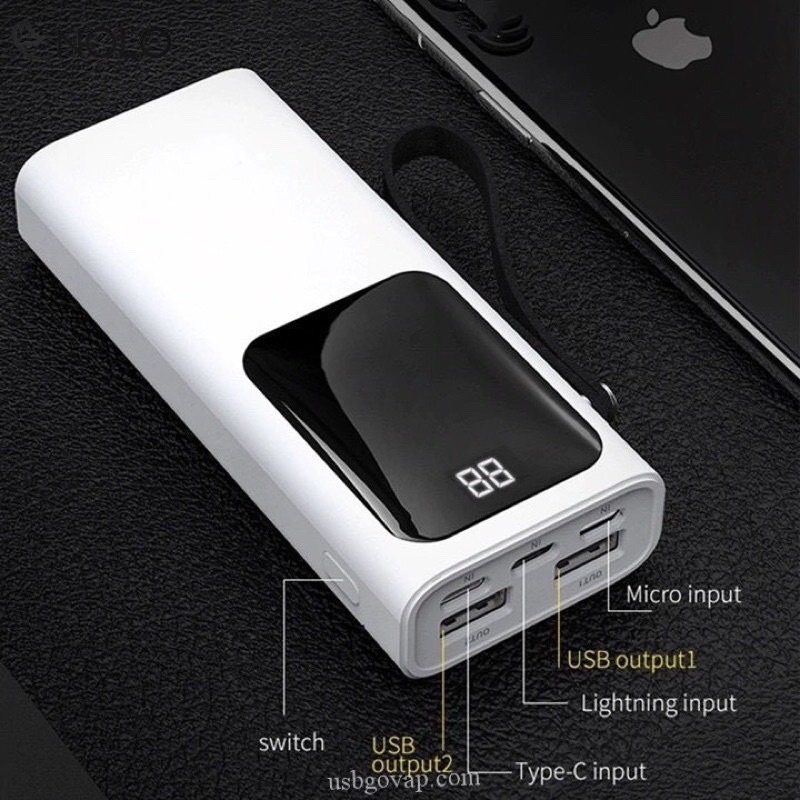 Sạc Dự Phòng Hoco J41 - Sạc 3 lần, dung lượng 10.000mAh, màn hình led, 2 cổng sạc (Bảo hành 1 năm 1 đổi 1)