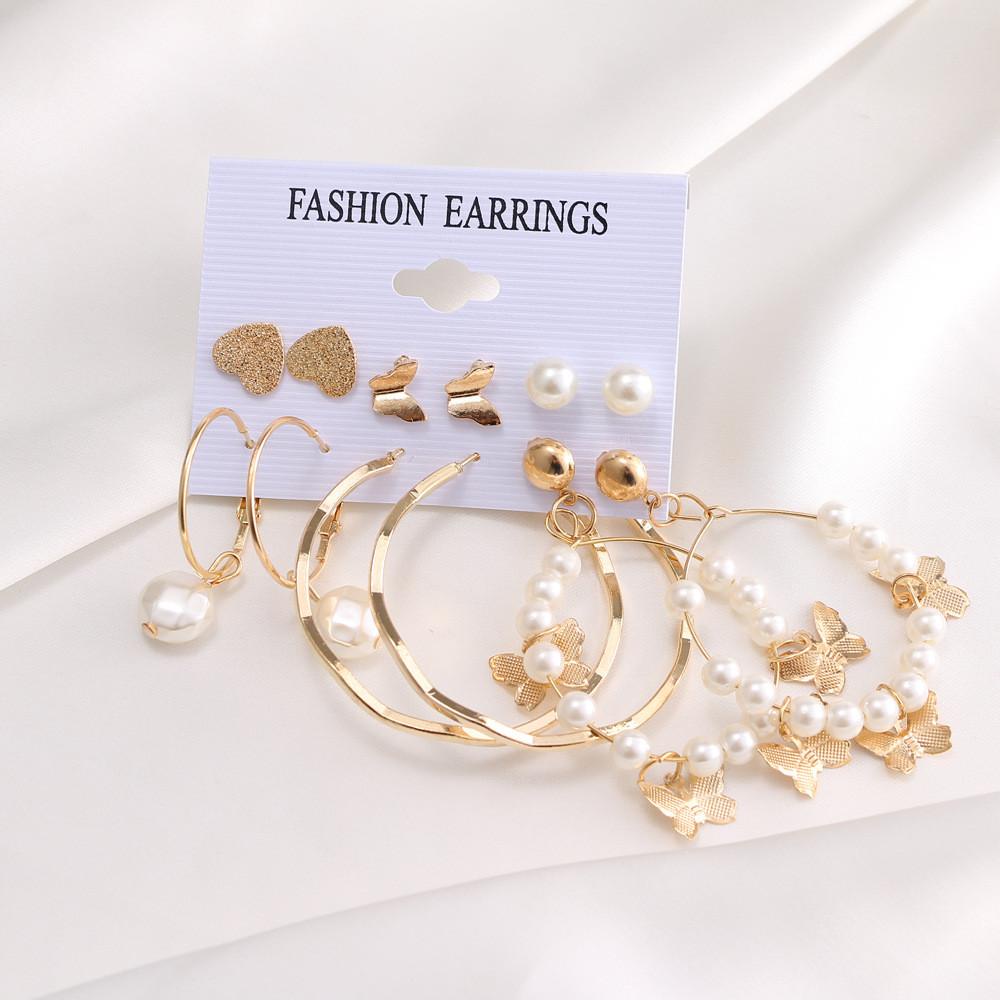 MAXG Set 6 Đôi Bông Tai Xỏ Lỗ 6 Cặp Thời Trang Hàn Quốc Cho Nữ