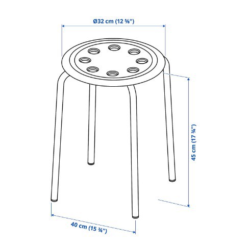 Ghế đẩu tròn sắt sơn tĩnh điện MARIUS IKEA