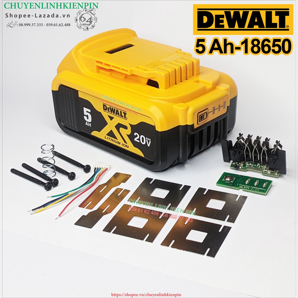 Vỏ pin Dewalt 18V Li-ion 3.7V 2 hàng ( 10 cell ) nhận sạc zin ( BL64_162 )