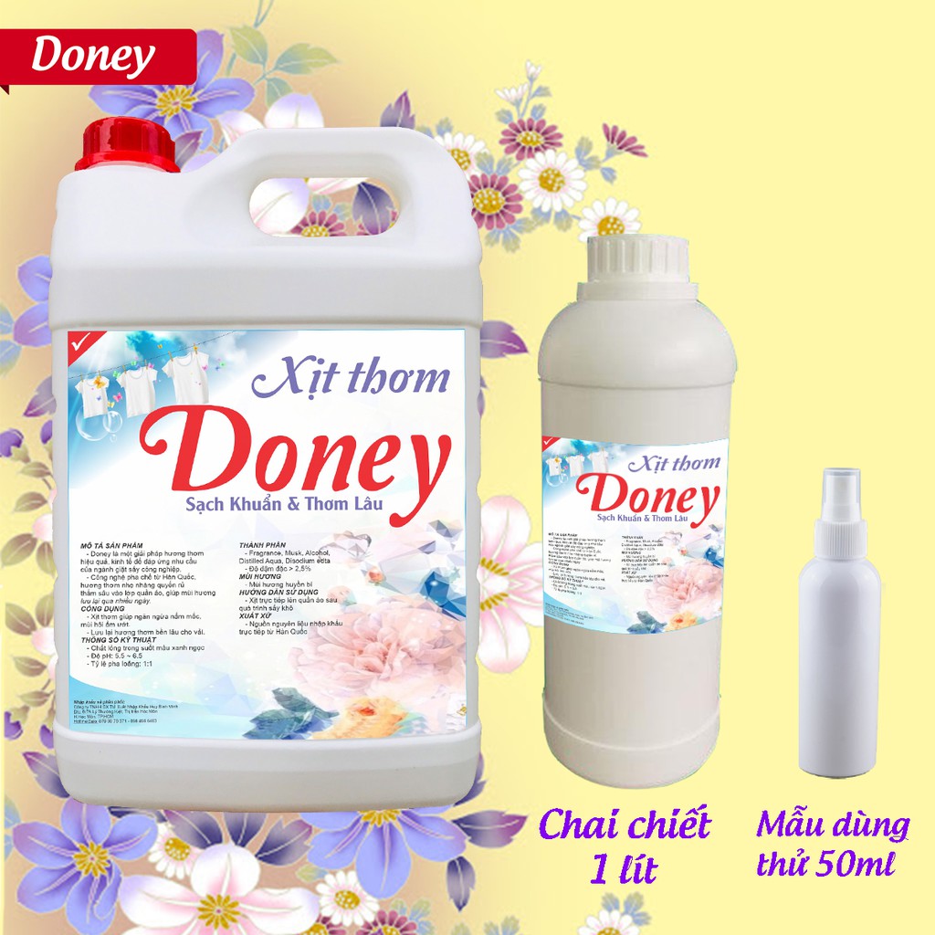 [Chai 1 lít] Xịt thơm quần áo Doney chuyên dụng cho tiệm giặt sấy, giặt là hương downy, comfort