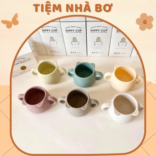 Cốc gấu silicone Bluemama cho bé ăn dặm hàn quốc chính hãng, cốc ăn dặm cho bé