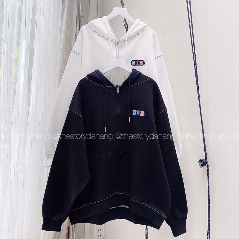 Áo khoác nỉ ngoại dây kéo có nón unisex ulzzang nam nữ