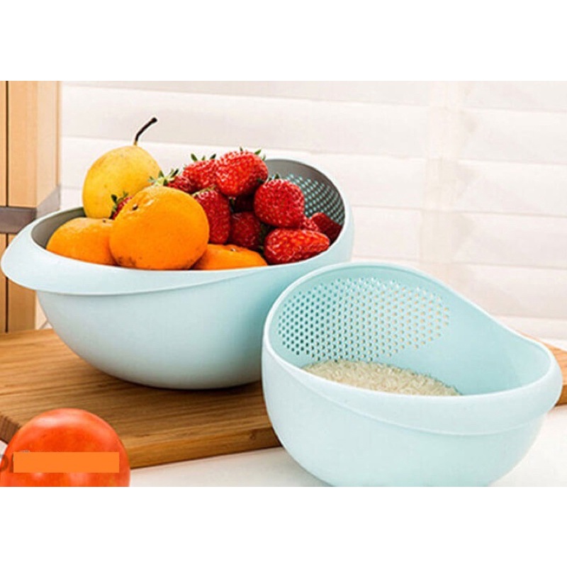 Rổ nhựa rửa rau củ, vo gạo có lỗ thoát nước tiện lợi kích thước 20x17x12,5cm
