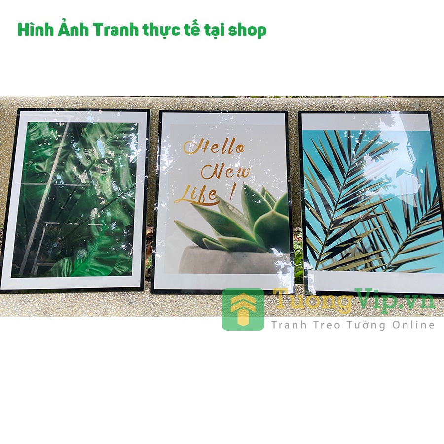 Tranh Laminate Tráng Gương - Tranh Treo Tường Phòng Ngủ, Phòng Khách Phong Cách Tropical Lá Xanh 1