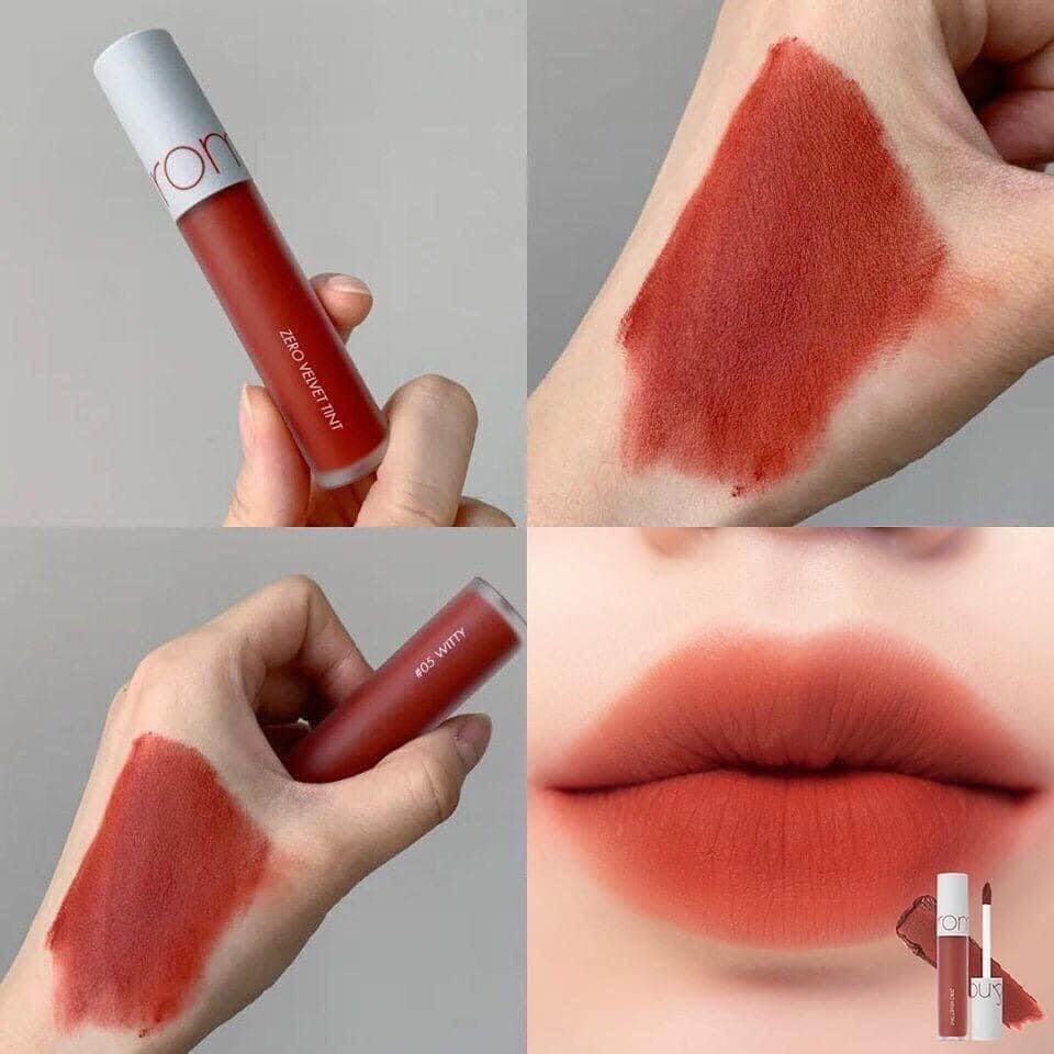 Son kem lì Romand Zero Velvet Lip Tint #06 Deep Soul Đỏ nâu #05 witty đỏ gạch