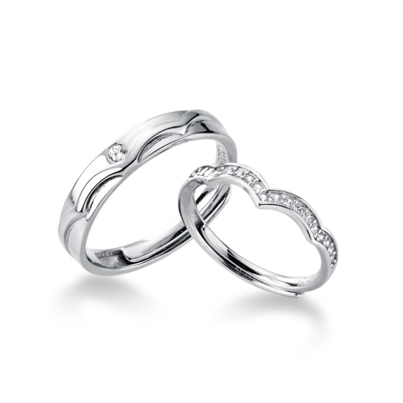 Nhẫn đôi nhẫn cặp nam nữ cao cấp bạc s925 hot đính đá NĐ2
