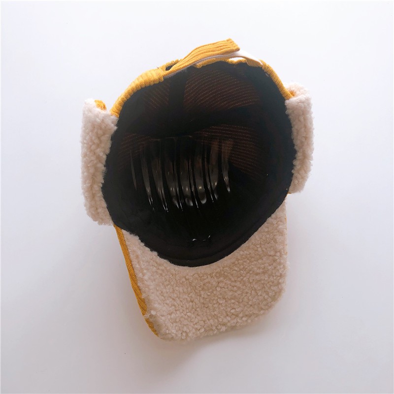 Mũ Lưỡi Trai Lông Cừu Thêu Chữ Thời Trang Giữ Ấm Cho Bé