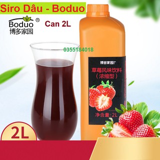 Siro Dâu Boduo (Syrup Dâu Boduo) Pha chế trà sữa - Trà hoa quả Can 2L Hàng chính hãng