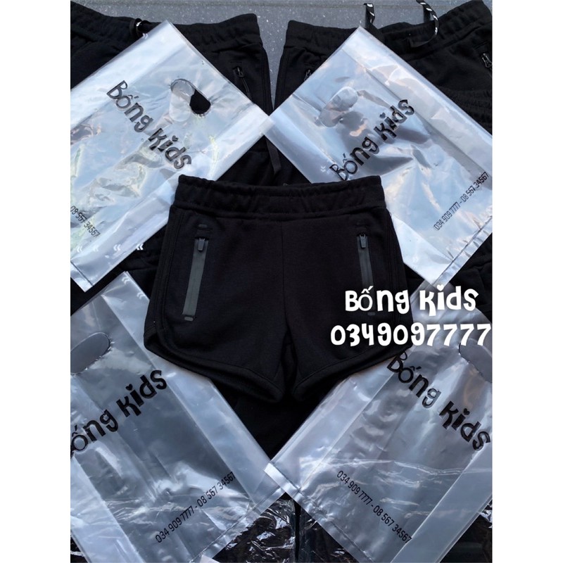 Quần Short Bé Trai &amp; Bé Gái Khoá Zip Đen FOX