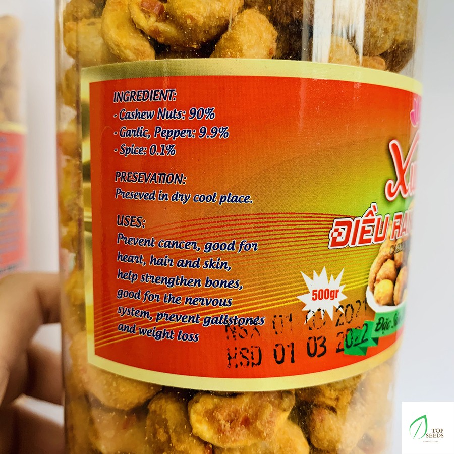 Hạt Điều Rang Tỏi Ớt Loại 1 (Điều Nguyên) 500gram