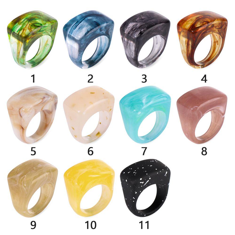 Nhẫn Acrylic Trong Suốt Hoạ Tiết Vân Đá Cho Nữ