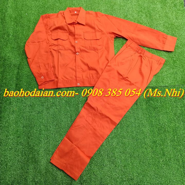 Quần Áo Công Nhân Vải Kaki 65/35- Màu cam, Màu Xanh Dương ( Ảnh Thật)