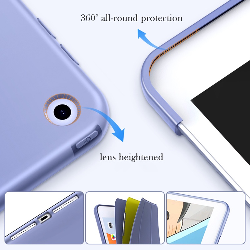 Ốp Máy Tính Bảng Silicon Nhiều Màu Tự Động Thức Ngủ Cho iPad 10.2 2021 2020 2019 Air 4/5 10.9 inch iPad mini 1/2/3/4/5/6