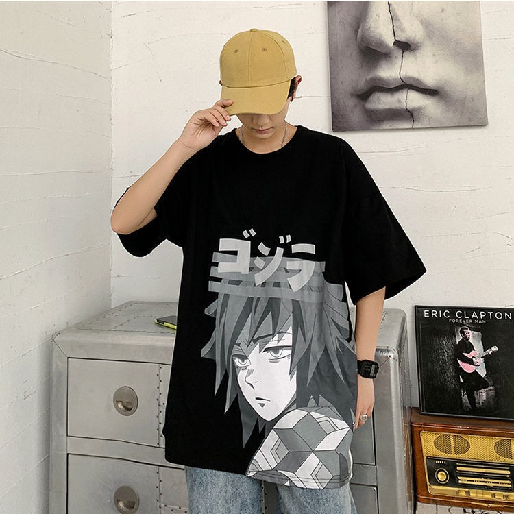 ¤Ghost Slayer T-shirt Nam và nữ Tomioka Yiyong 2021 Quần áo cặp đôi mới mùa hè Anime Thời trang hàng hiệu rộng rã