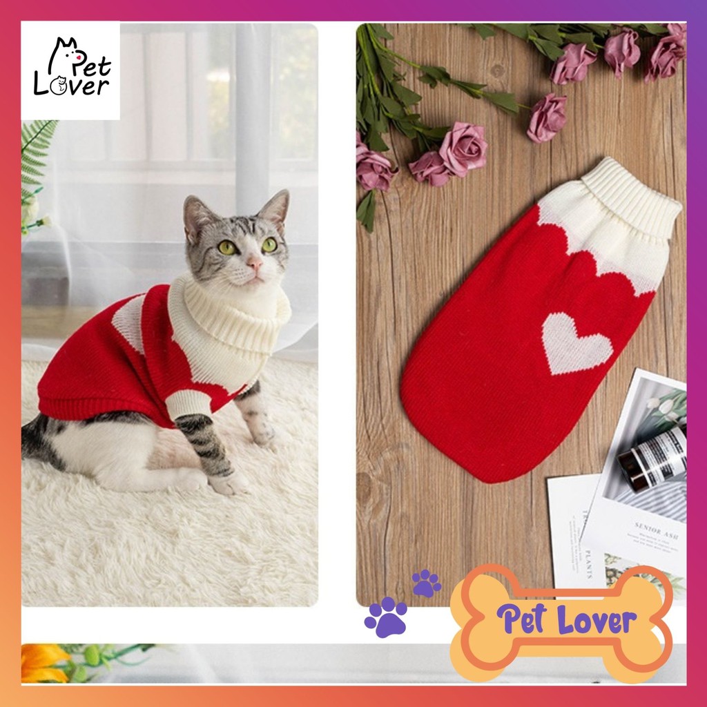[FREESHIP] Quần áo cho mèo, áo mùa đông cho mèo, chất len, siêu đẹp và dễ thương cho chú mèo của bạn (len quả dâu)