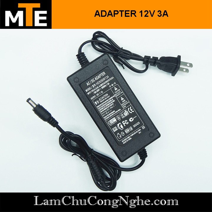 Nguồn adapter 12V 3A jack DC 5.5*2.1mm