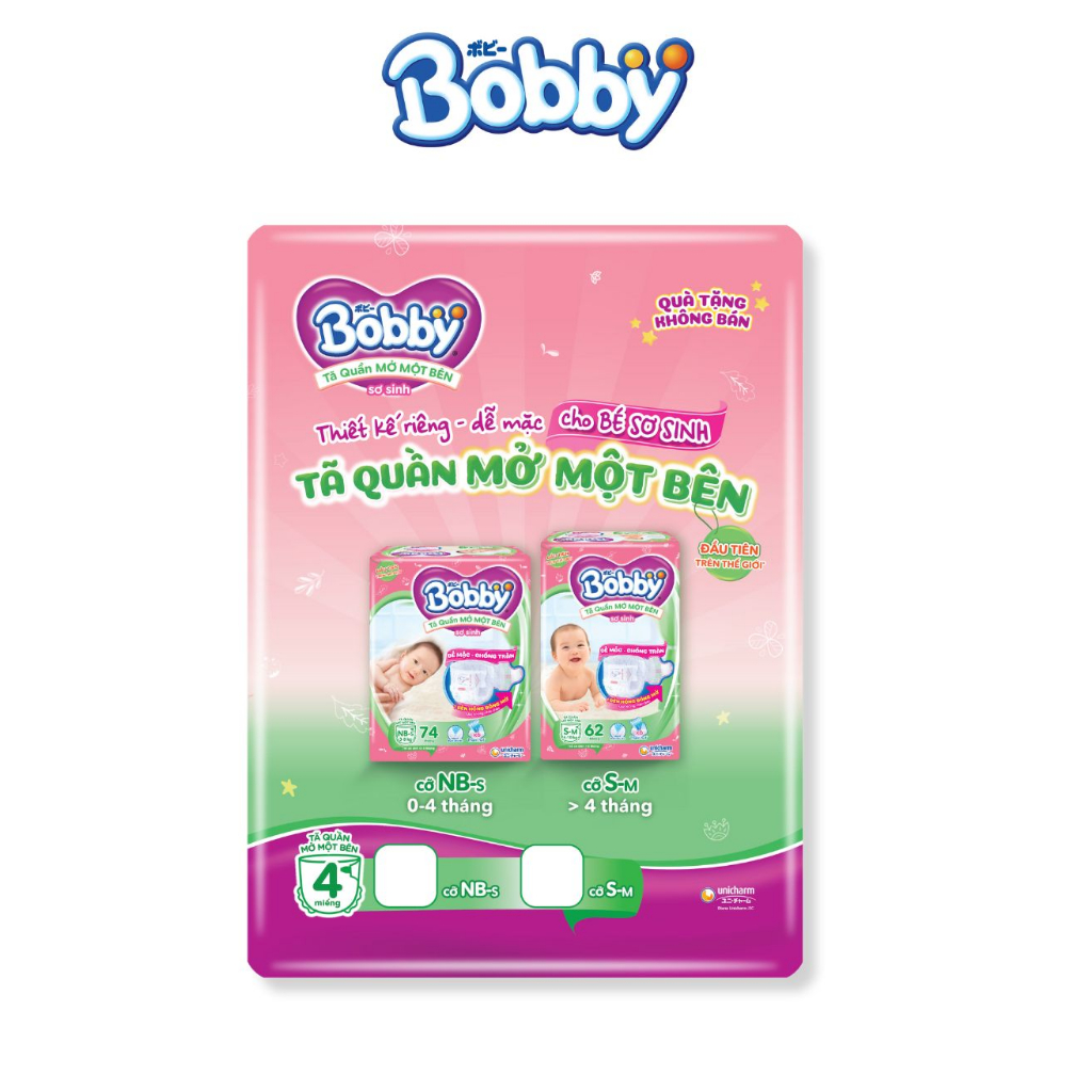 Bộ 4 miếng Tã/Bỉm quần Mở Một Bên Bobby
