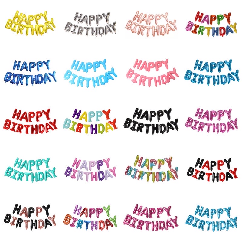 Set bóng chữ Happy Birthday 16 inch trang trí sinh nhật