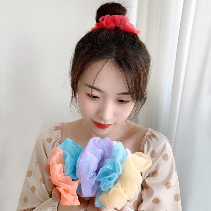 Dây buộc tóc,  Cột tóc scrunchies vải voan kính trơn nhiều màu thanh lịch siêu hot cho nữ, / giày thể thao97