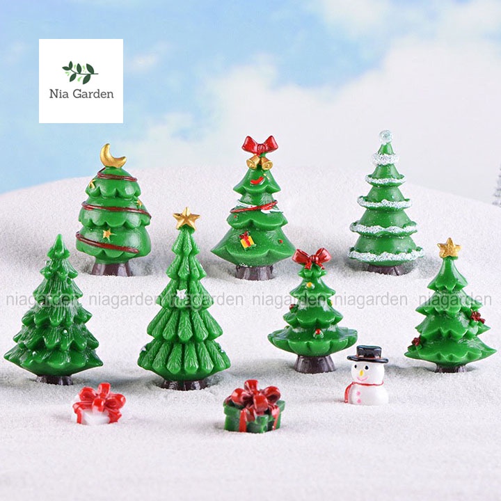 Cây thông Noel mini trang trí giáng sinh chậu cây tiểu cảnh Christmas decor Nia Garden N5