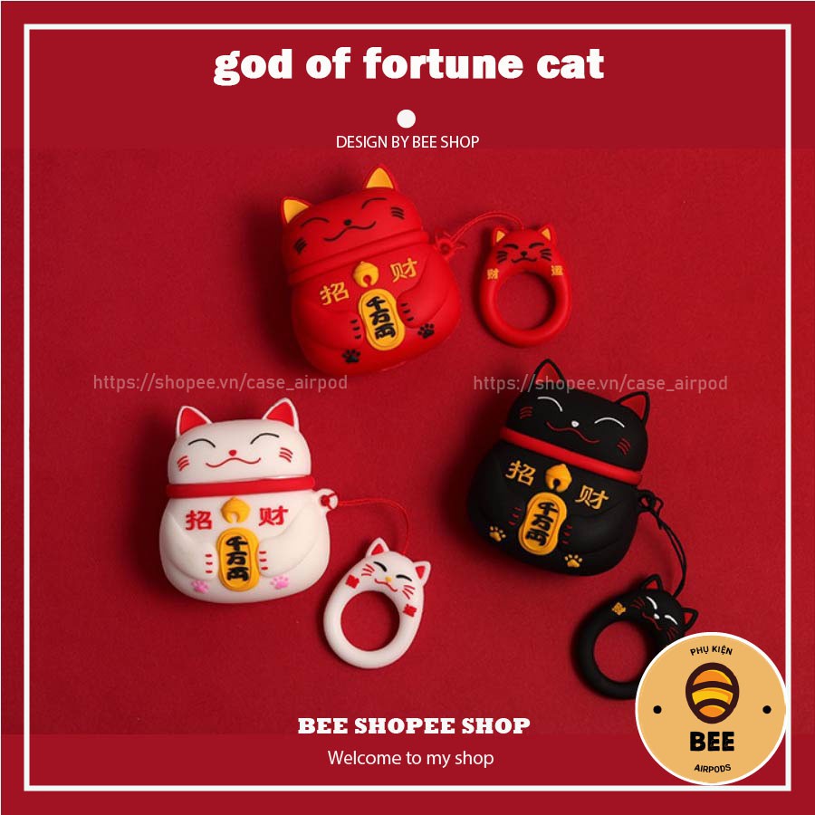 Case Airpod Đựng Tai Nghe Airpod 1 2 Pro Mèo Thần Tài Cute Chất Liệu Silicon Dẻo - BEE SHOP