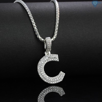 Dây chuyền chữ C đính đá bằng bạc cho nam cá tính DCA0076 - Trang Sức TNJ
