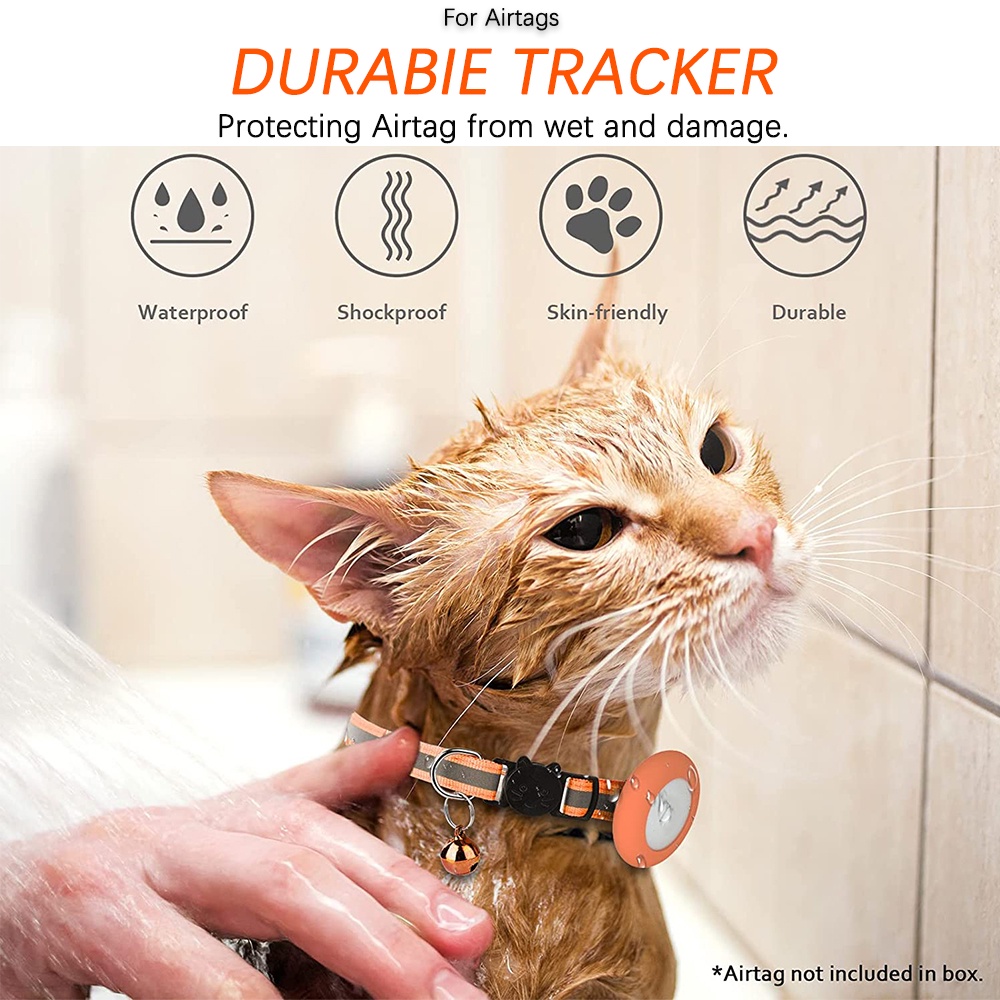 Ninki Vòng Cổ Cho Thú Cưng Có Chuông Và Chuông Chống Thấm Nước Rộng 3/8" Có Giá Đỡ Airtag Cho Thú Cưng Chó Mèo