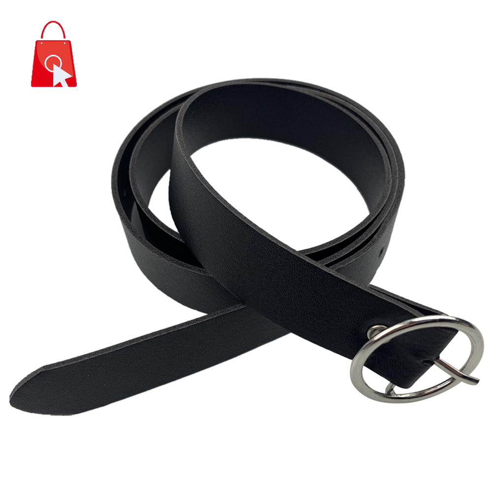 Thắt lưng giả da khóa tròn kim loại thời trang cá tính