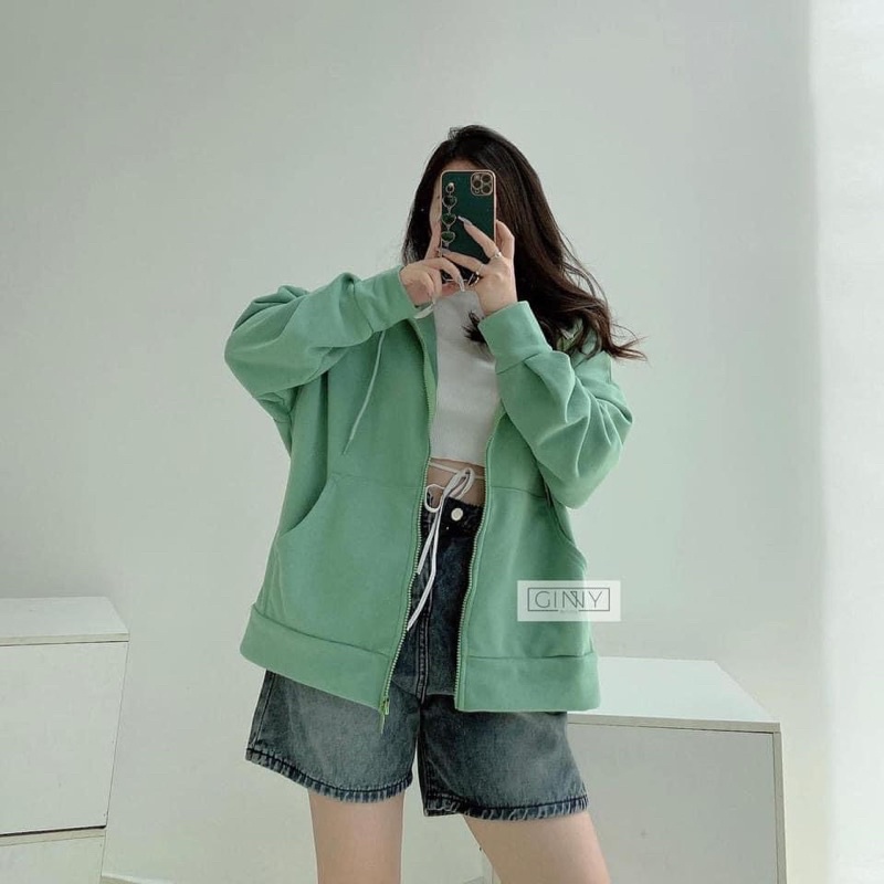 ÁO KHOÁC THUN TERRY XANH MINT | Thời Trang | Phong cách | GinHouse Shop