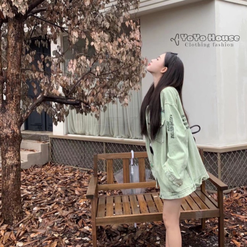 Áo khoác denim dài tay phong cách retro thời trang mùa thu 2022