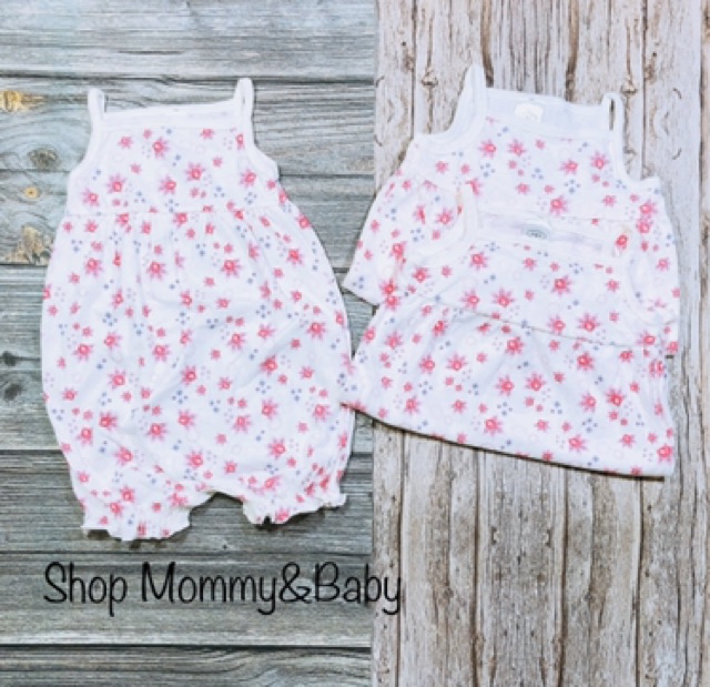 Romper body đùi hãng C&amp;S xuất dư loại 2 dây chất liệu cotton cho bé gái từ 6 tháng đến 18 tháng