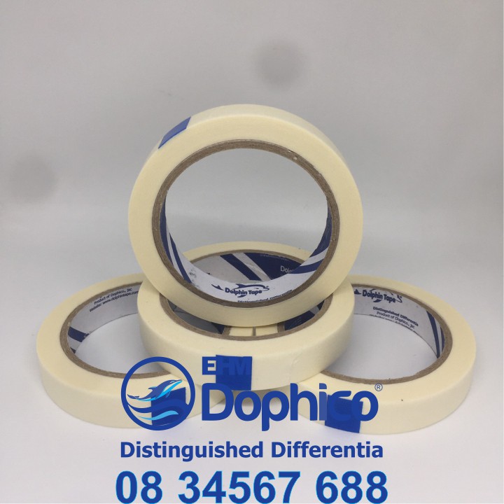 Băng dính giấy Dolphin (18mm*25Y) dùng dán viết ghi chú, kẻ chỉ sơn tường, cố định tranh vẽ, chặn màu nước