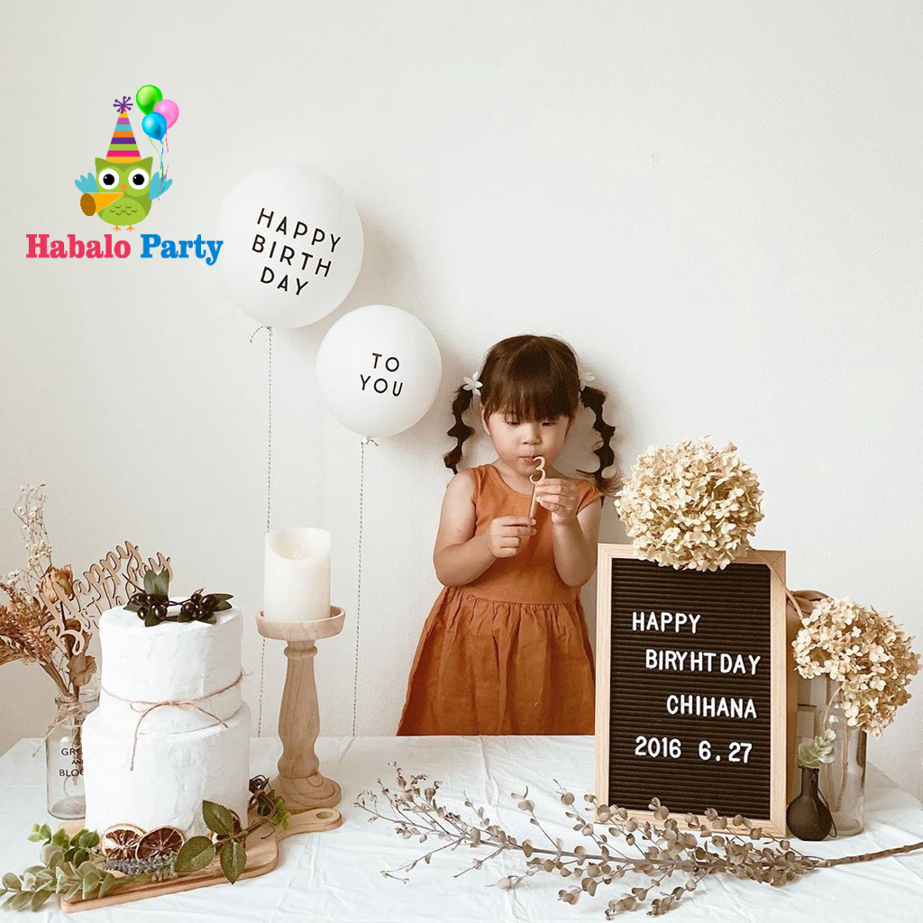 Bong Bóng In Chữ Happy Birthday To You Trang Trí Sinh Nhật Hàn Quốc