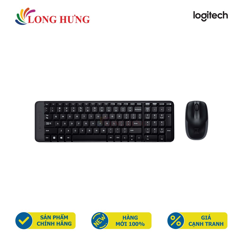 Combo chuột và bàn phím không dây Logitech MK220 - Hàng chính hãng - Thiết kế nhỏ gọn Phím bấm êm ái