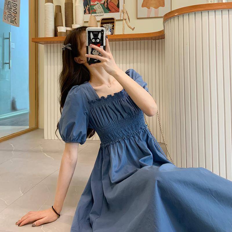 Đầm Dài Tay Phồng Cổ Vuông Thời Trang Mùa Hè Phong Cách Mới 2022