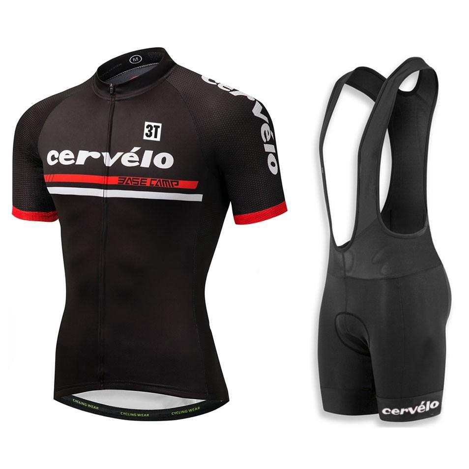 Set áo thun + quần short yếm Cervelo 3T thời trang mùa hè mới 2020 2021 dành cho nam đi xe đạp/xe mô tô ngoài trời