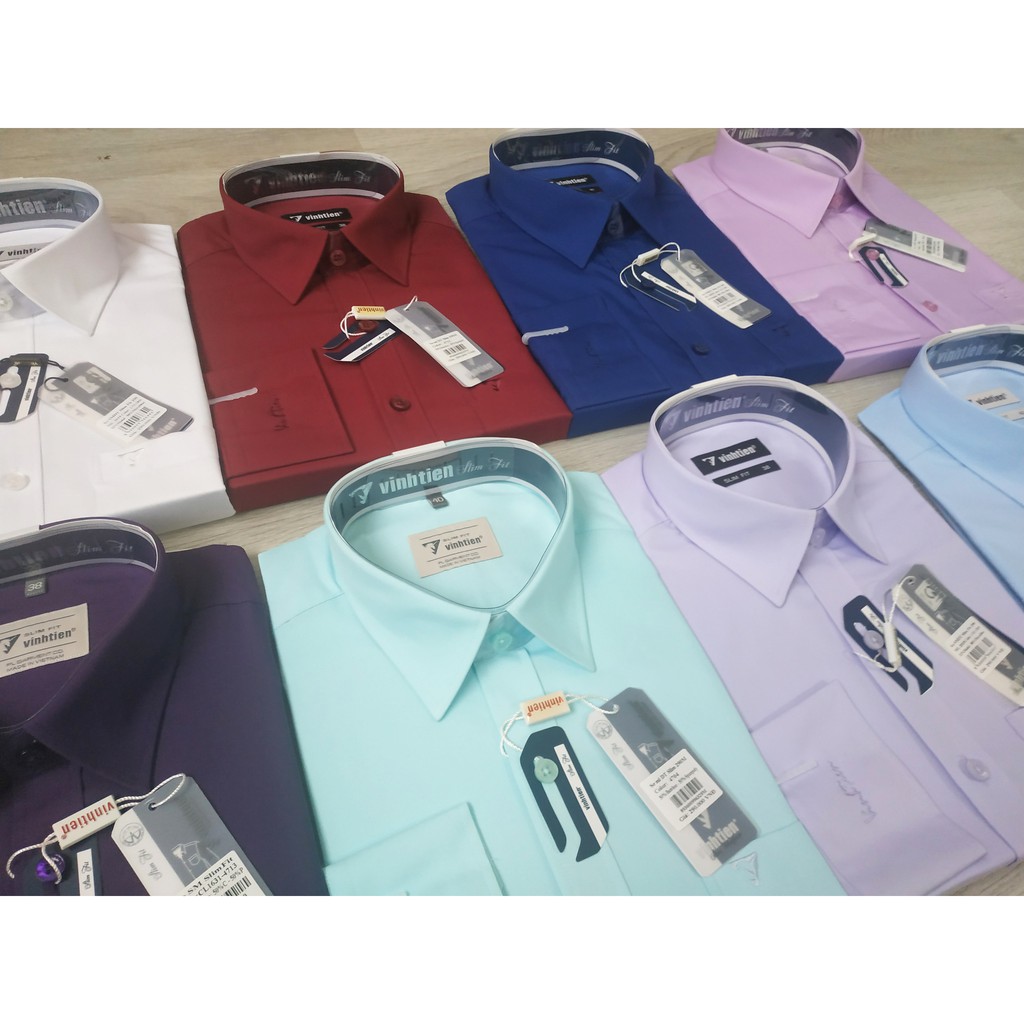 Áo Sơ Mi Nam Dài Tay Dáng Slimfit Vĩnh Tiến Trơn Màu | BigBuy360 - bigbuy360.vn