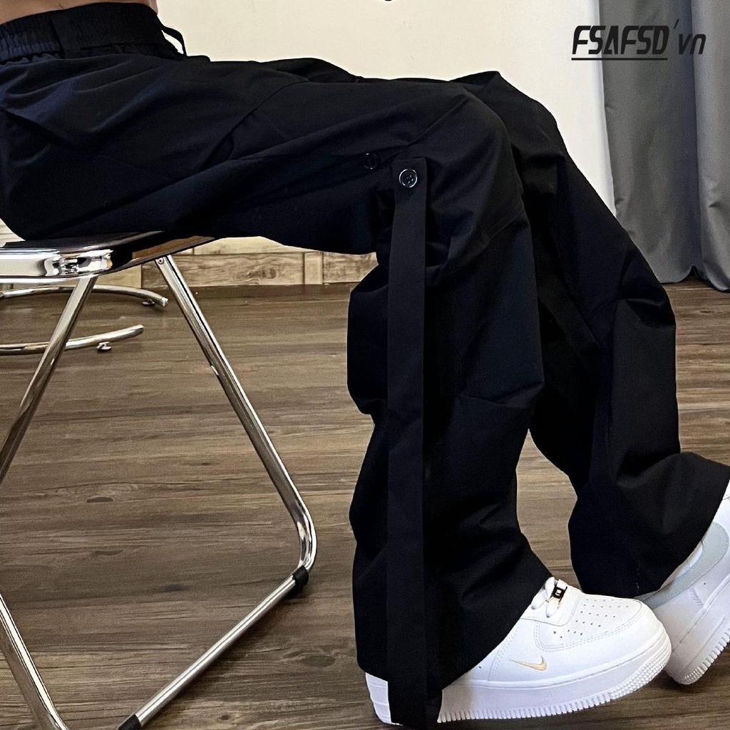 Quần Yếm Ống Loe Xếp Ly Phong Cách Hip Hop Đường Phố Cá Tính