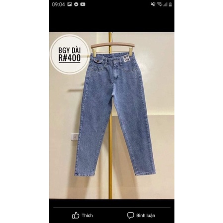 Quần jean nữ baggy lưng cao co giãn có túi , quần bò cạp cao bigsize  jeans trơn dài basic