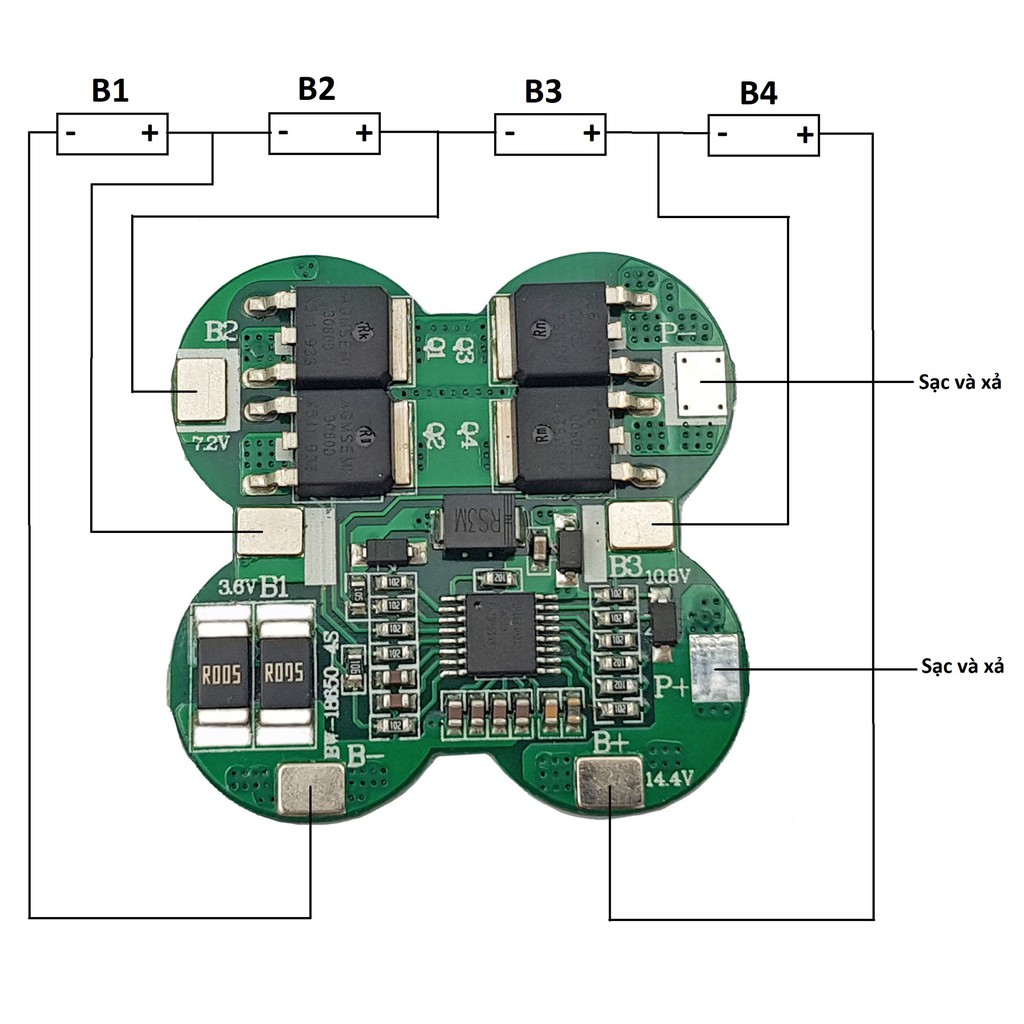 Mạch sạc xả và bảo vệ pin 4s HX-4S-D20, HX-4S-D22