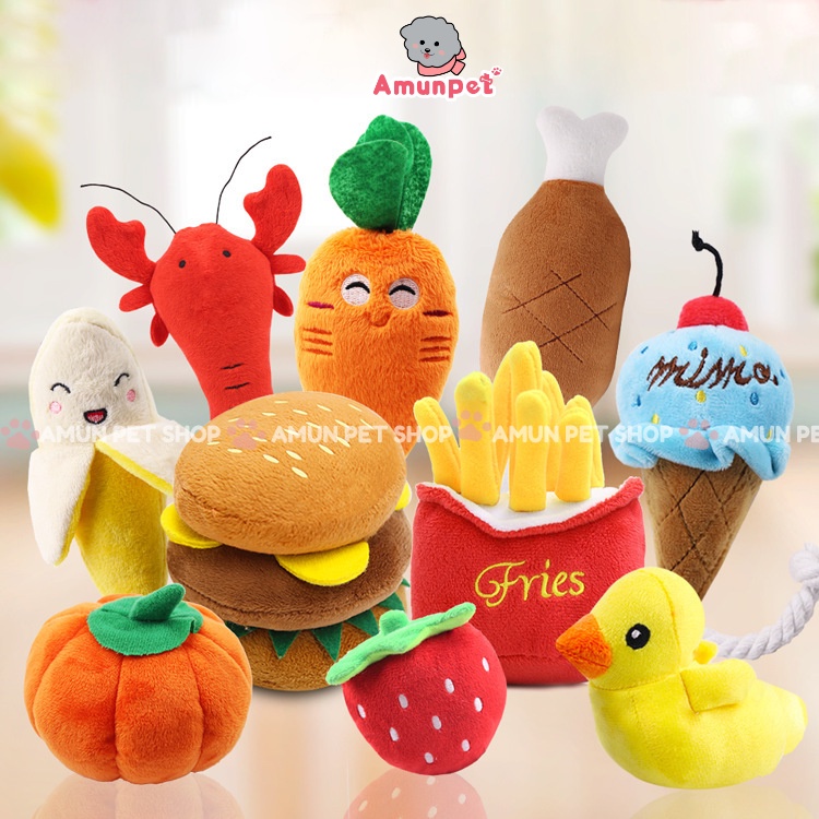 Đồ Chơi Cho Chó Mèo Nhồi Bông Phát Ra Tiếng, Chút Chít Nhiều Mẫu Dễ Thương Cho Thú Cưng Amun Pet
