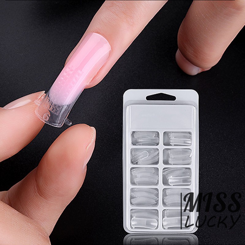 Set 100 khuôn móng tay nhân tạo trong suốt có thể tái sử dụng