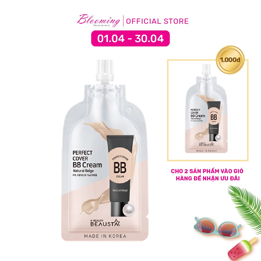 Kem Nền Che Khuyết Điểm 24H Lâu Trôi Beausta-Perfect Cover BB Cream Natural Beige 10ml