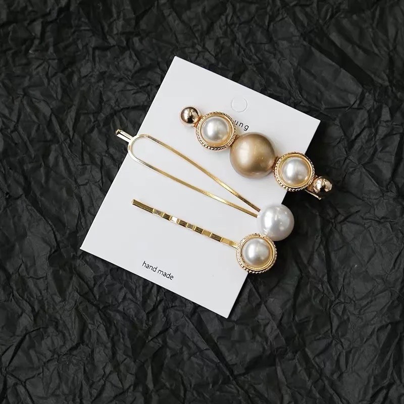 Set 3 kẹp gài đính hạt ngọc xinh xắn