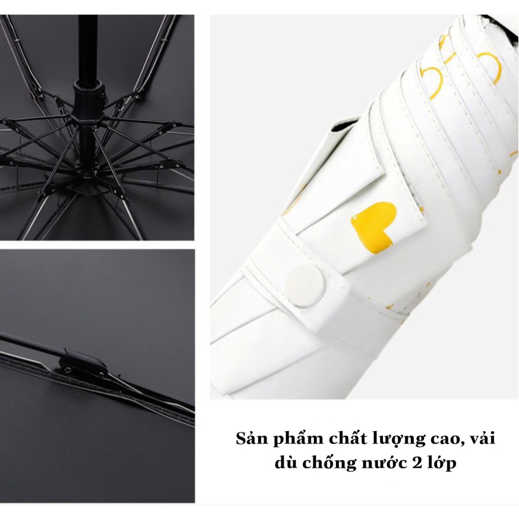 Ô Dù Đi Mưa Trái Tim FREESHIP️Dù Che Nắng Che Mưa Gấp Gọn Chống UV Cao Cấp - Thiết Kế Nhỏ Gọn Có Túi Đựng