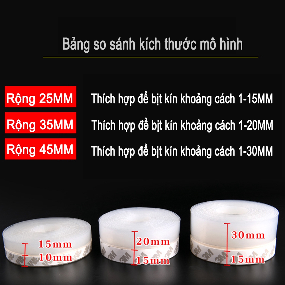 Cuộn Dây Silicone 5m Dán Viền Cửa Chống Côn Trùng Tiện Dụng 25 / 35 / 45mm